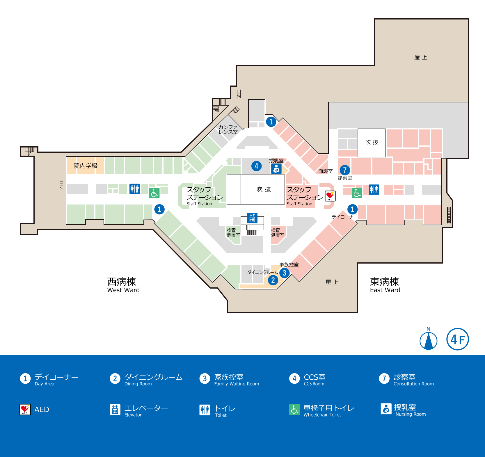 岐阜大学医学部附属病院 4階の院内マップ